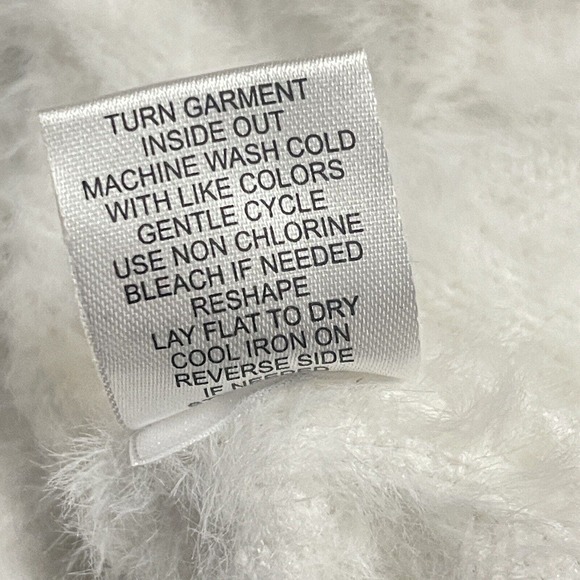 Hooked Up Eyelash Sweater Womens Small White Ribbed Long Sleeve Stretch Soft - Picture 6 of 10